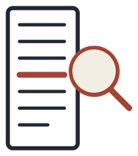 A magnifying glass locating evidence in the passage